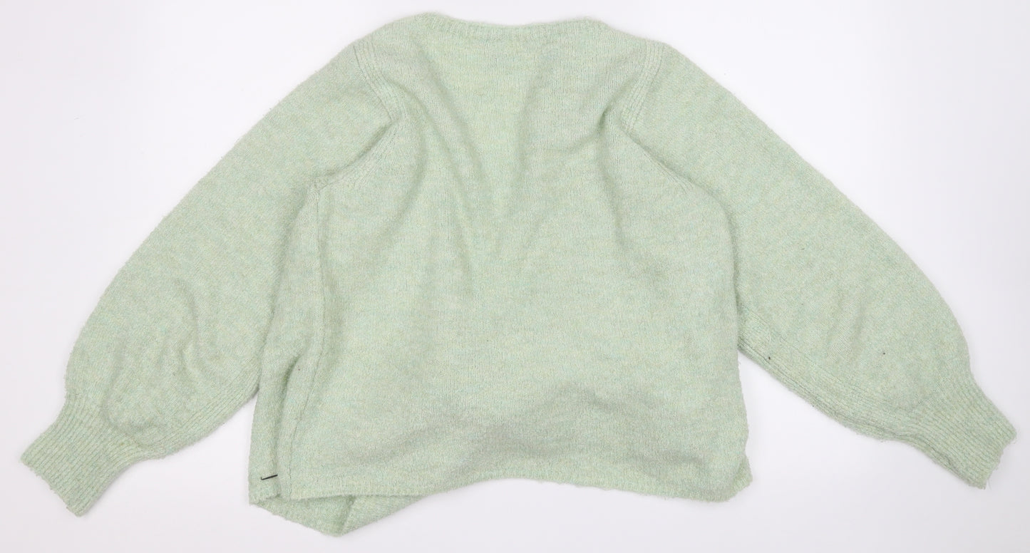 ASOS Womens Green V-Neck  Acrylic Wrap Jumper Size 10