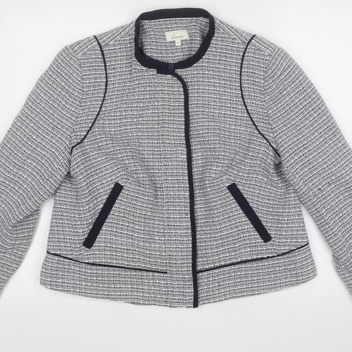 Linea Womens White Geometric  Jacket  Size 16