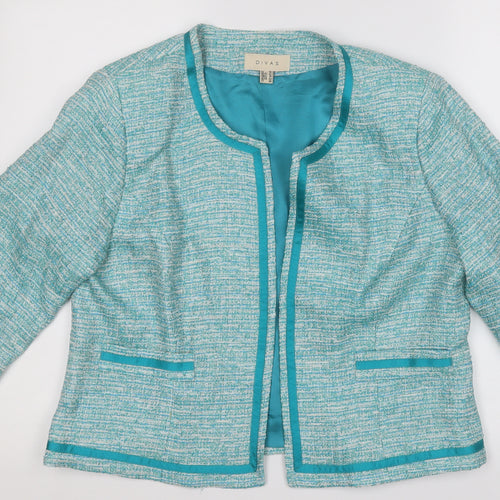 Divas Womens Green Geometric  Jacket Blazer Size 16