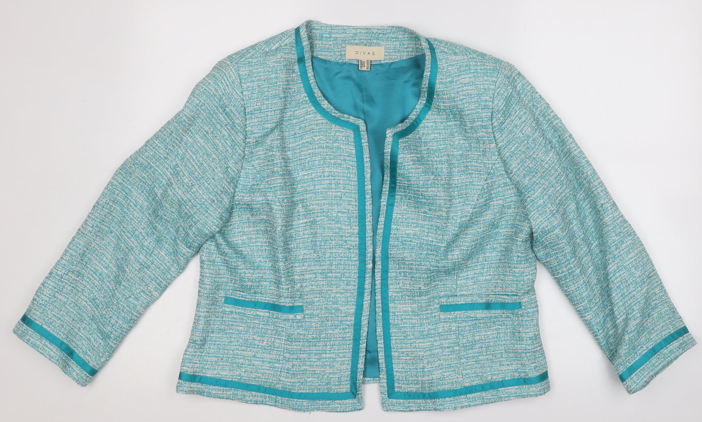 Divas Womens Green Geometric  Jacket Blazer Size 16