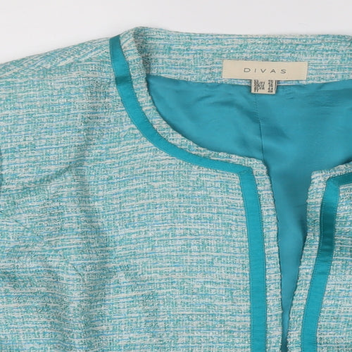 Divas Womens Green Geometric  Jacket Blazer Size 16