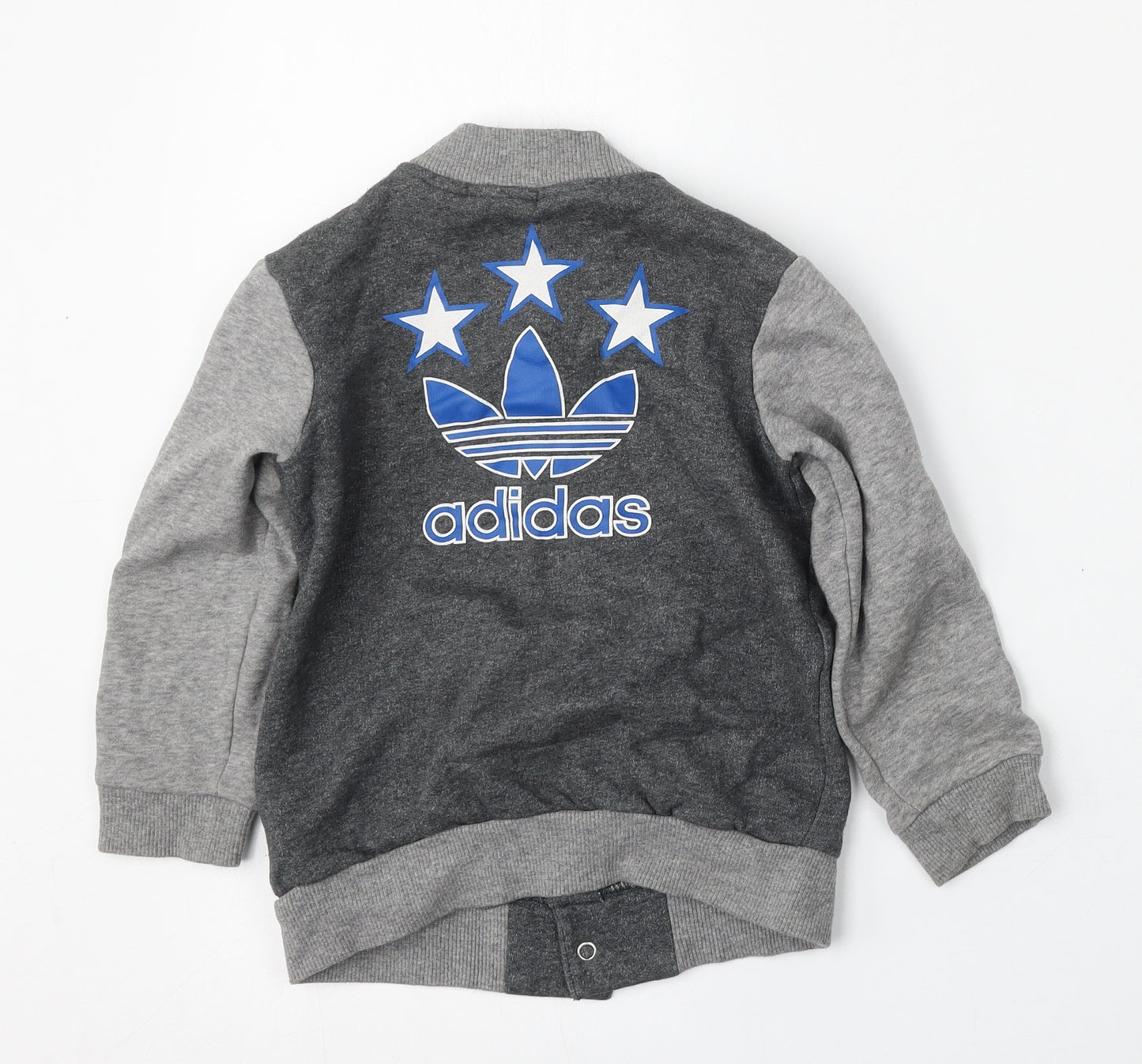 adidas Boys Grey   Bomber Jacket Jacket Size 3-4 Years  Button