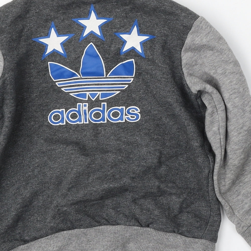 adidas Boys Grey   Bomber Jacket Jacket Size 3-4 Years  Button