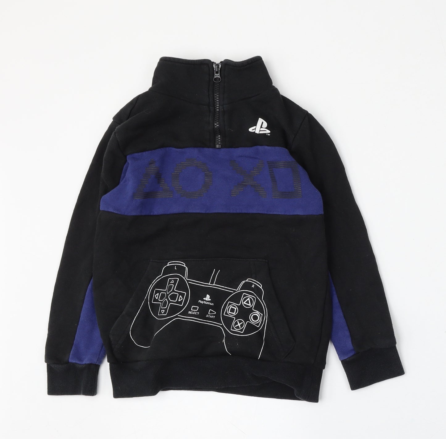 PlayStation Boys Black  Cotton Pullover Sweatshirt Size 6-7 Years  Zip - Gaming