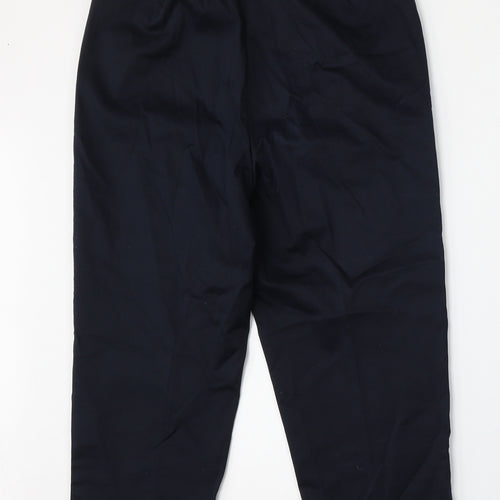 Marks and Spencer Womens Blue  Cotton Trousers  Size 12 L22.5 in Regular Zip - short leg
