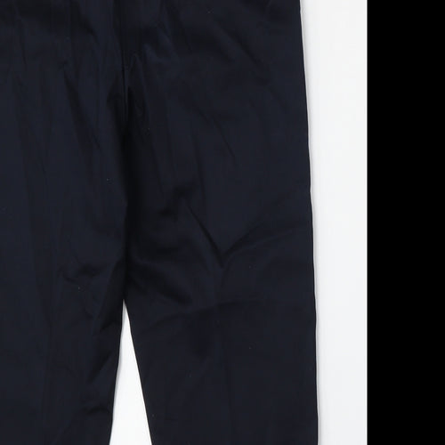 Marks and Spencer Womens Blue  Cotton Trousers  Size 12 L22.5 in Regular Zip - short leg
