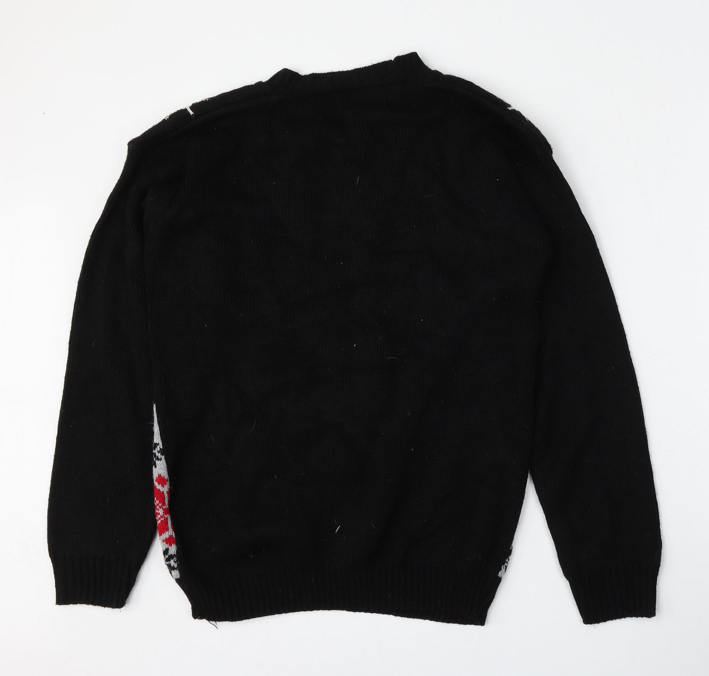 Sapphire Mens Black Round Neck  Acrylic Pullover Jumper Size M   - Christmas