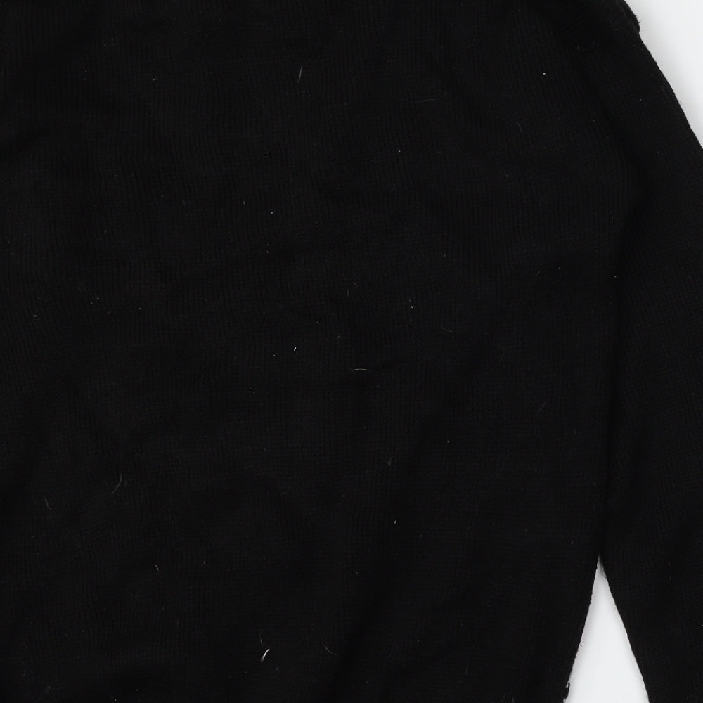 Sapphire Mens Black Round Neck  Acrylic Pullover Jumper Size M   - Christmas
