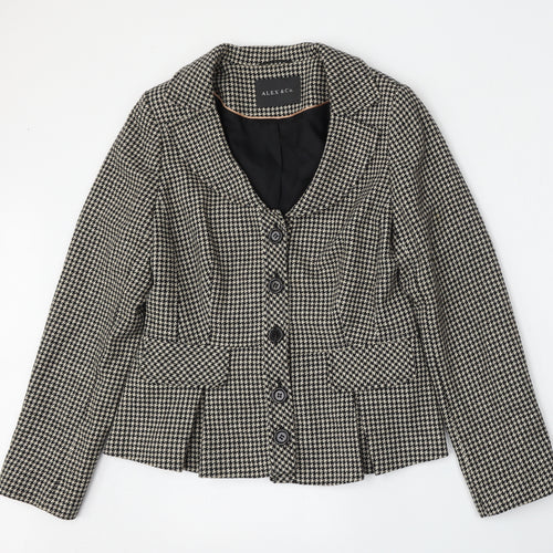 Alex&Co Womens Beige Houndstooth Wool Jacket Blazer Size 10