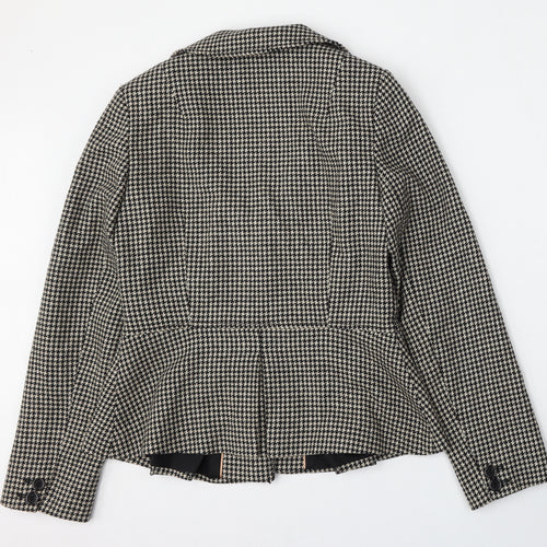 Alex&Co Womens Beige Houndstooth Wool Jacket Blazer Size 10
