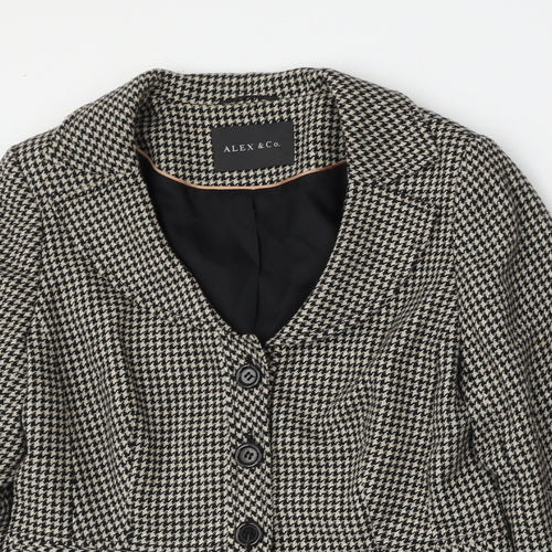 Alex&Co Womens Beige Houndstooth Wool Jacket Blazer Size 10