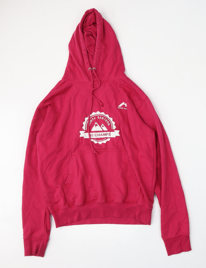 More Mile Womens Pink Cotton Pullover Hoodie Size XS