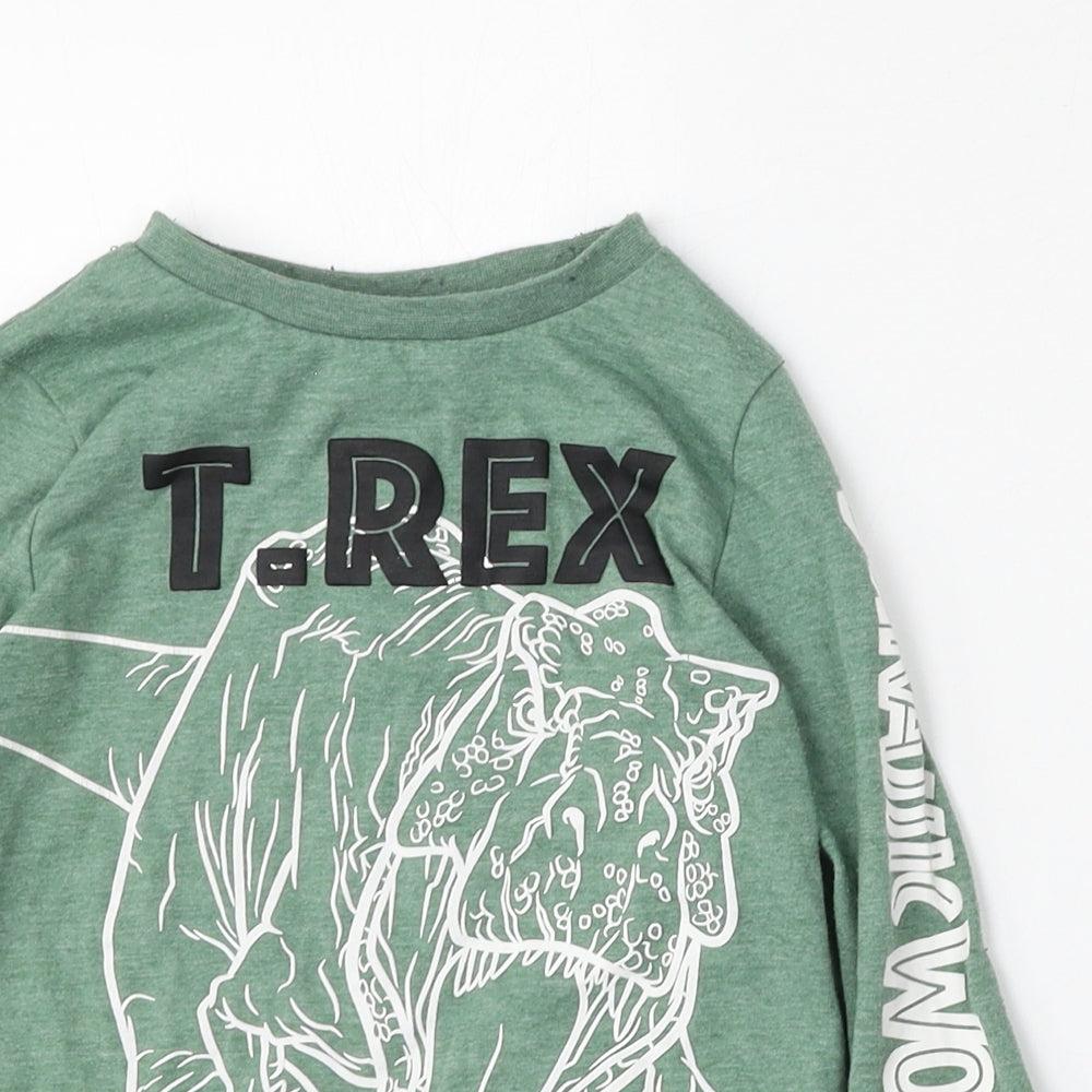 TU Boys Green  Polyester Basic T-Shirt Size 3-4 Years Round Neck  - Jurassic World