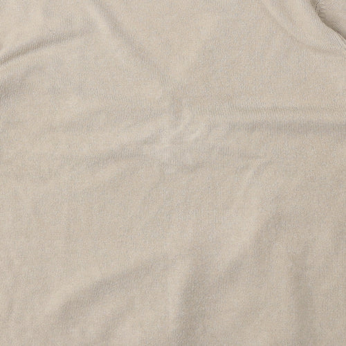 Amelie May Womens Beige V-Neck  Acrylic Pullover Jumper Size 18