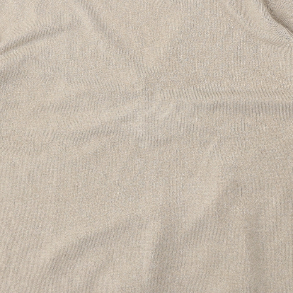 Amelie May Womens Beige V-Neck  Acrylic Pullover Jumper Size 18