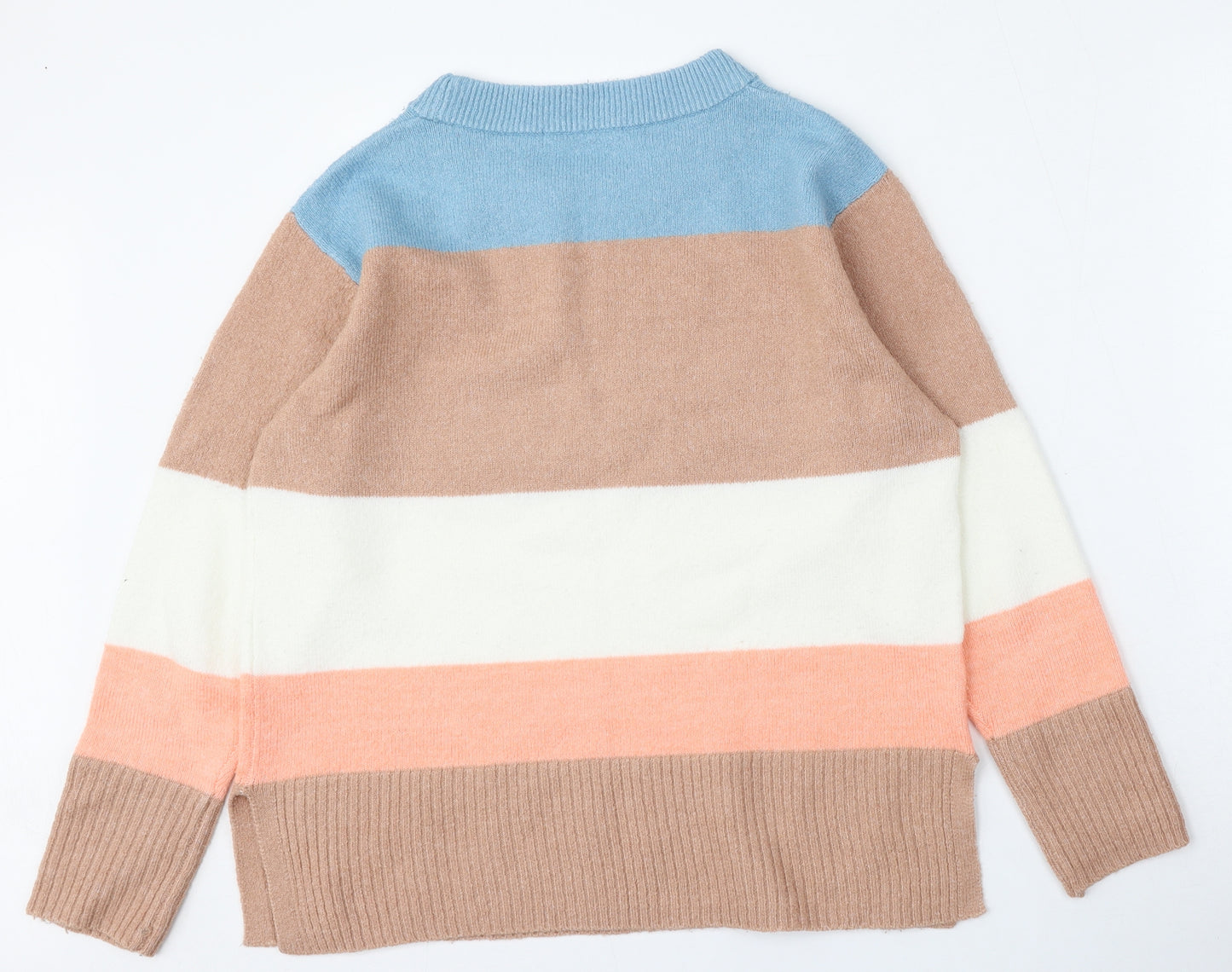 Preworn Womens Multicoloured Round Neck Striped Polyester Pullover Jumper Size M
