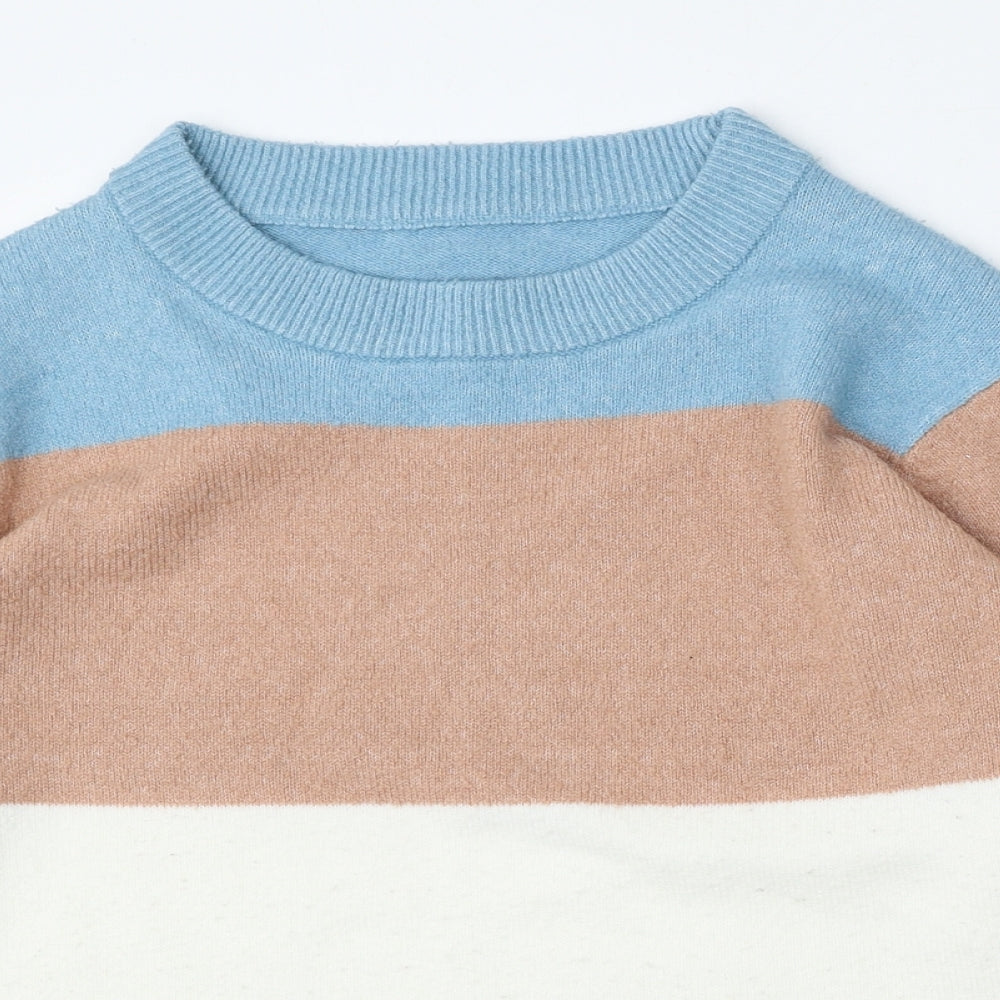 Preworn Womens Multicoloured Round Neck Striped Polyester Pullover Jumper Size M