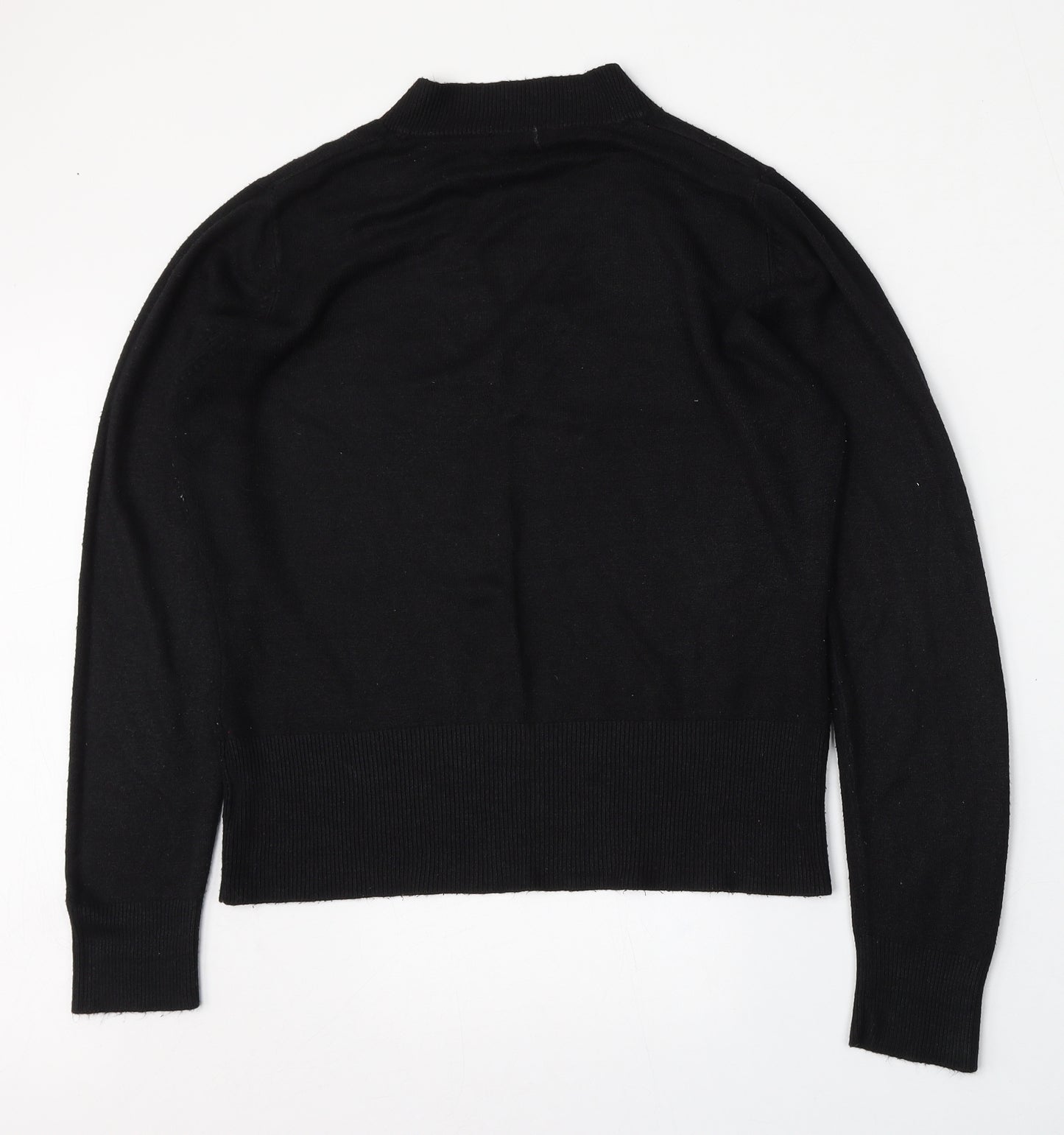 Evie Womens Black V-Neck  Acrylic Pullover Jumper Size 14
