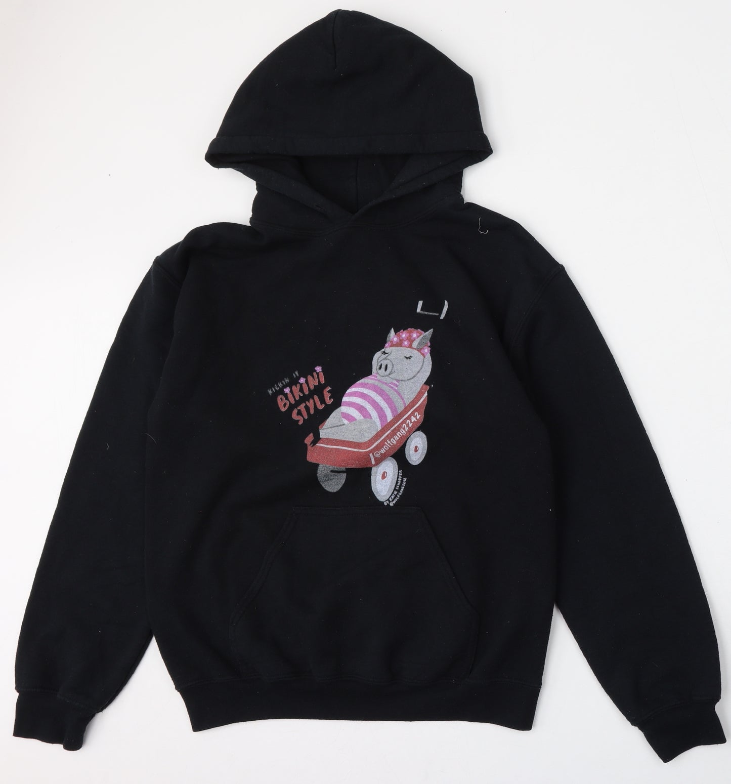 Gildan Mens Black  Cotton Pullover Hoodie Size S