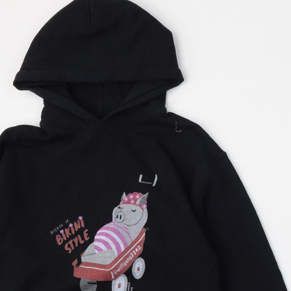 Gildan Mens Black  Cotton Pullover Hoodie Size S