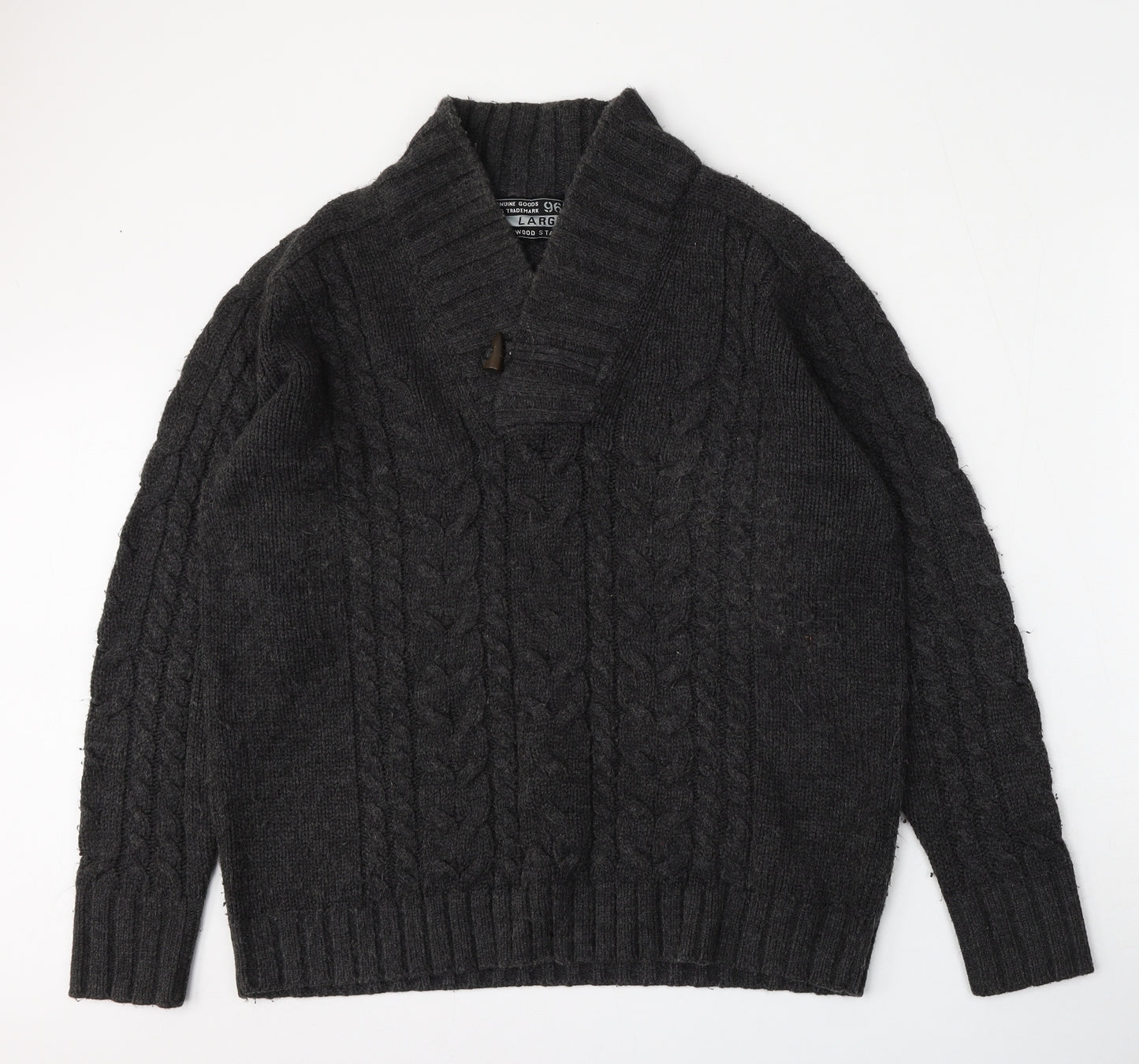 Cedar Wood State Mens Grey Roll Neck  Acrylic Pullover Jumper Size L