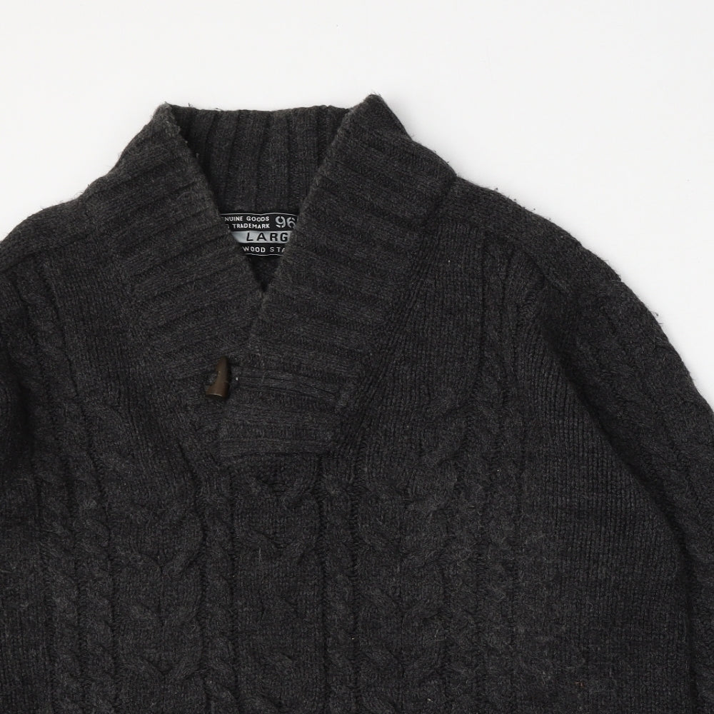 Cedar Wood State Mens Grey Roll Neck  Acrylic Pullover Jumper Size L