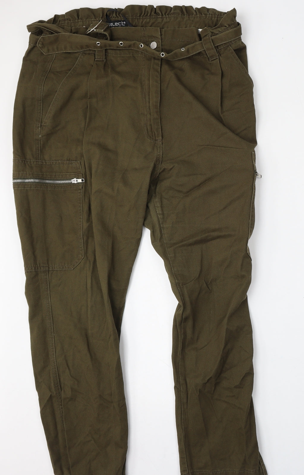 Select Womens Green  Cotton Cargo Trousers Size 18 L30 in Regular Buckle