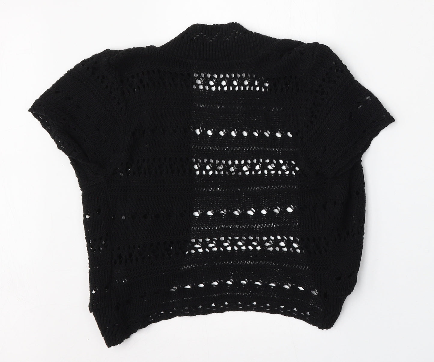 Pilot Womens Black V-Neck  Cotton Cardigan Jumper Size M
