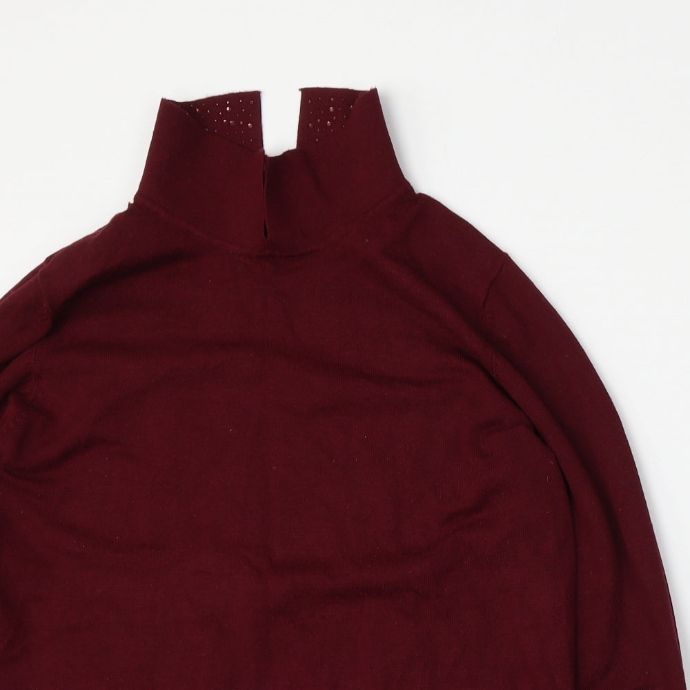 Bonmarche Womens Purple Collared  Viscose Pullover Jumper Size 12