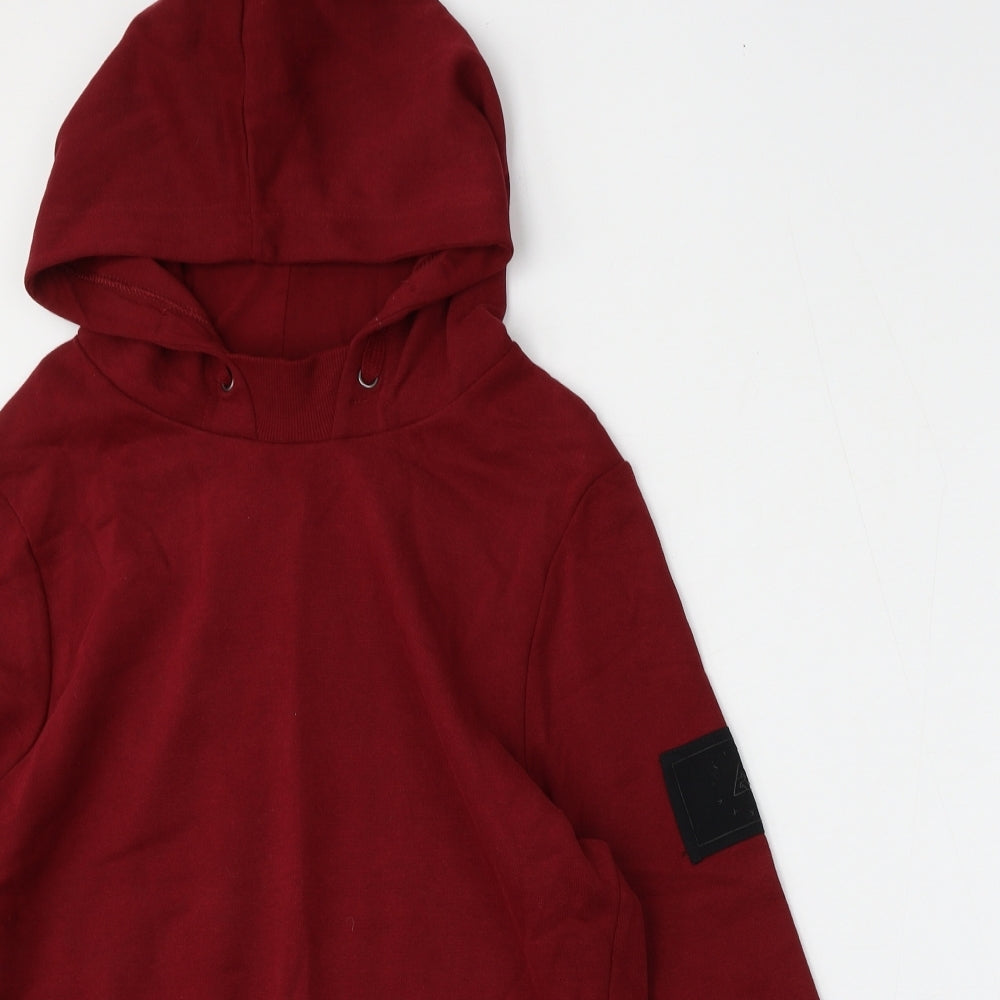 River Island Boys Red  Cotton Pullover Hoodie Size 11-12 Years  Zip