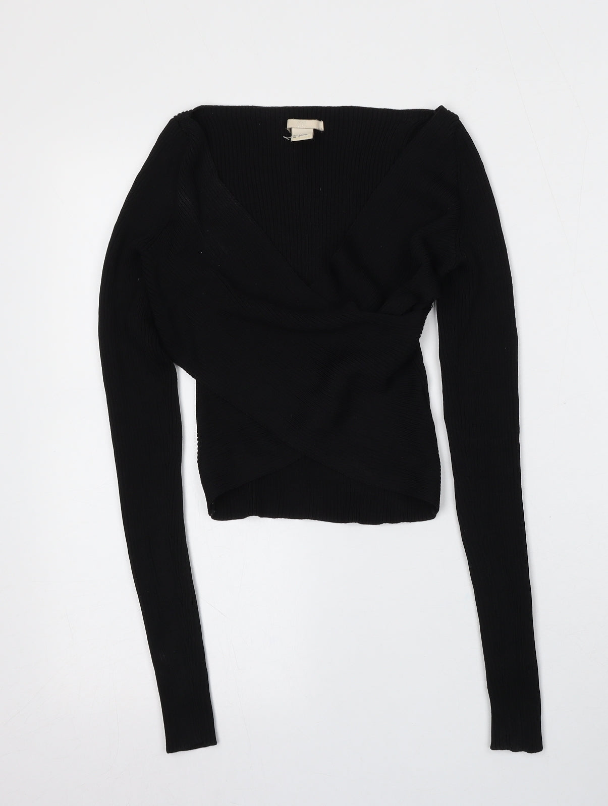 H&M Womens Black V-Neck  Viscose Pullover Jumper Size 10