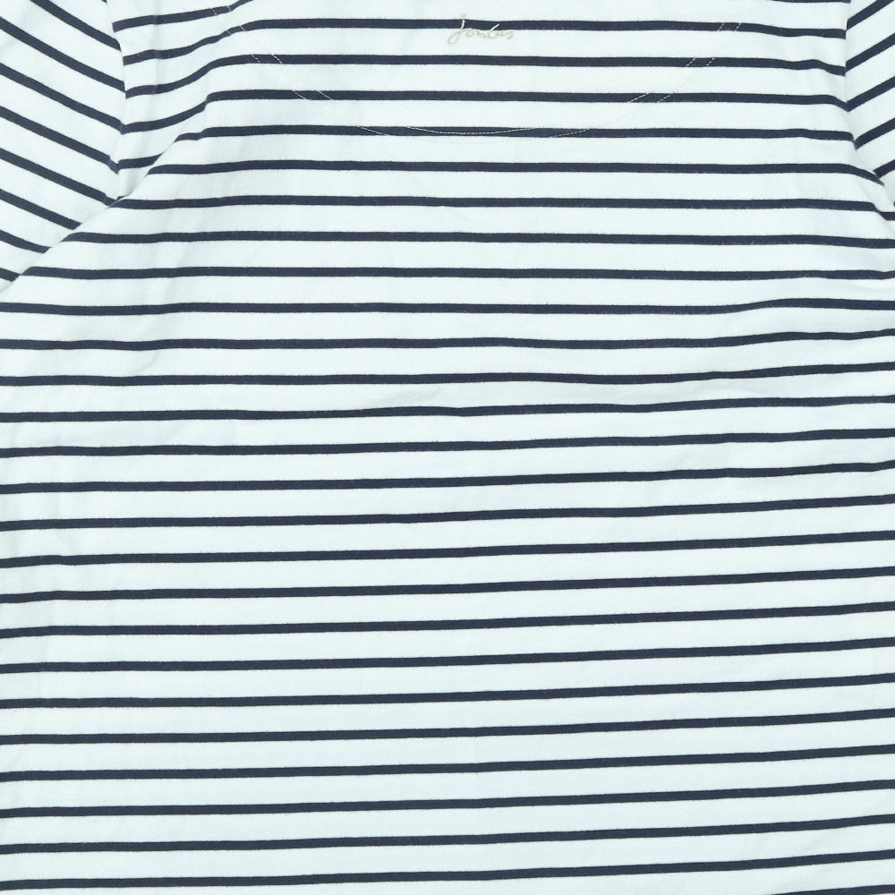 Joules Womens White Round Neck Striped Cotton Pullover Jumper Size 12