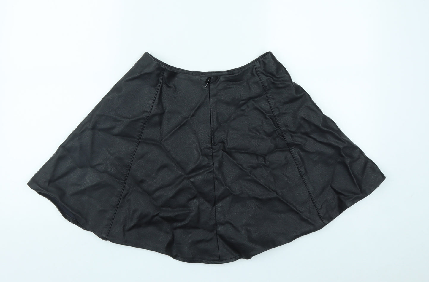 Primark Girls Black  Viscose Skater Skirt Size 13-14 Years  Regular Zip