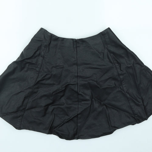 Primark Girls Black  Viscose Skater Skirt Size 13-14 Years  Regular Zip