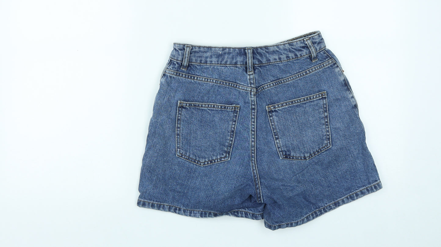 ASOS Womens Blue  Cotton Hot Pants Shorts Size 8 L3 in Regular Zip