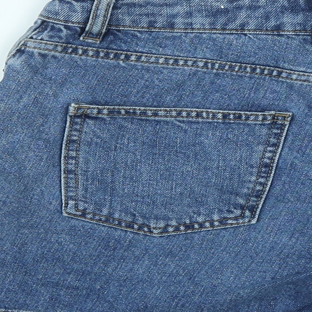 ASOS Womens Blue  Cotton Hot Pants Shorts Size 8 L3 in Regular Zip