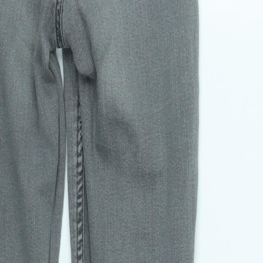 H&M Womens Grey  Cotton Straight Jeans Size 8 L27 in Regular Zip