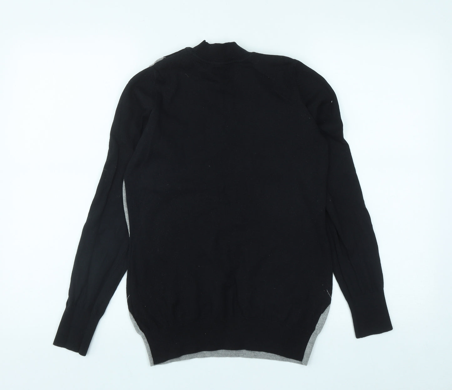 NEXT Womens Black High Neck Geometric Cotton Pullover Jumper Size 10