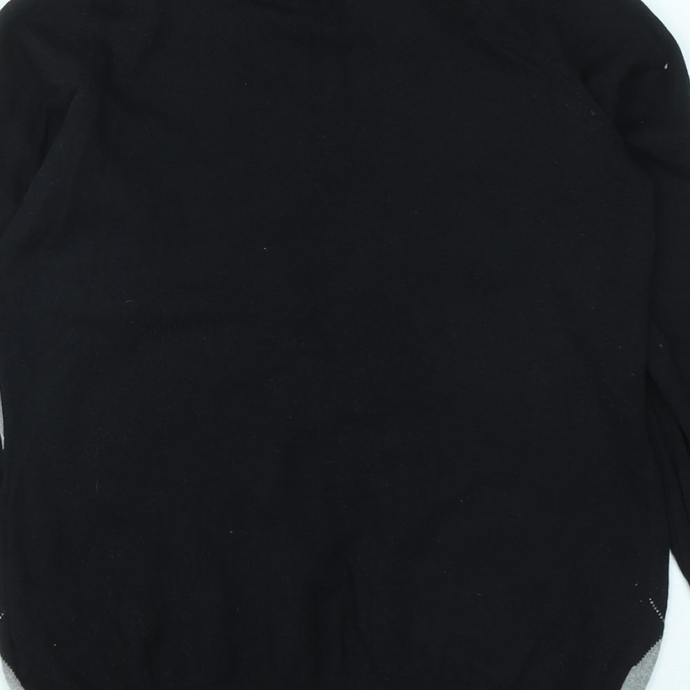 NEXT Womens Black High Neck Geometric Cotton Pullover Jumper Size 10