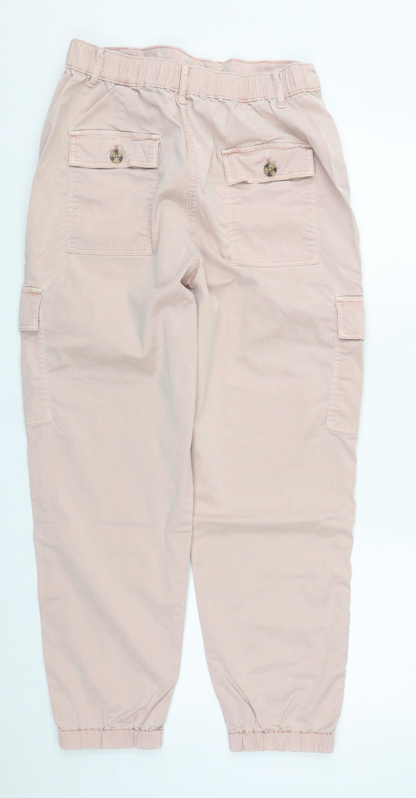 Marks and Spencer Womens Pink  Lyocell Cargo Trousers Size 12 L25 in Regular Zip