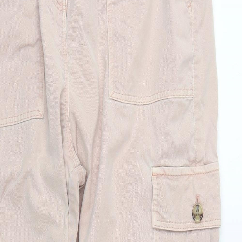Marks and Spencer Womens Pink  Lyocell Cargo Trousers Size 12 L25 in Regular Zip