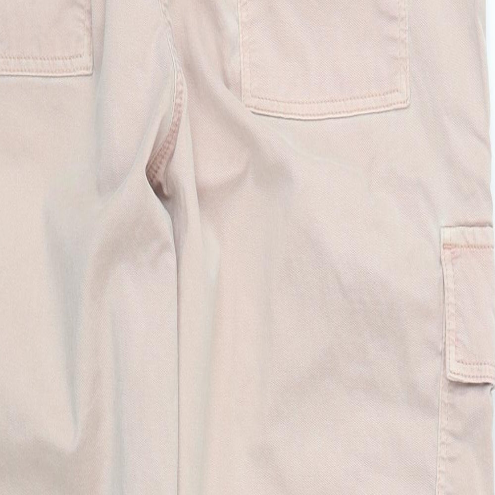 Marks and Spencer Womens Pink  Lyocell Cargo Trousers Size 12 L25 in Regular Zip
