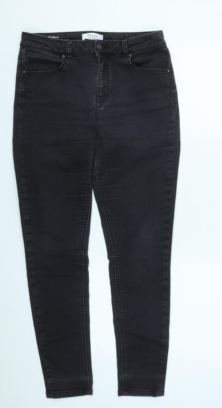 Monsoon Womens Black Cotton Skinny Jeans Size 12 L27 in Regular Zip