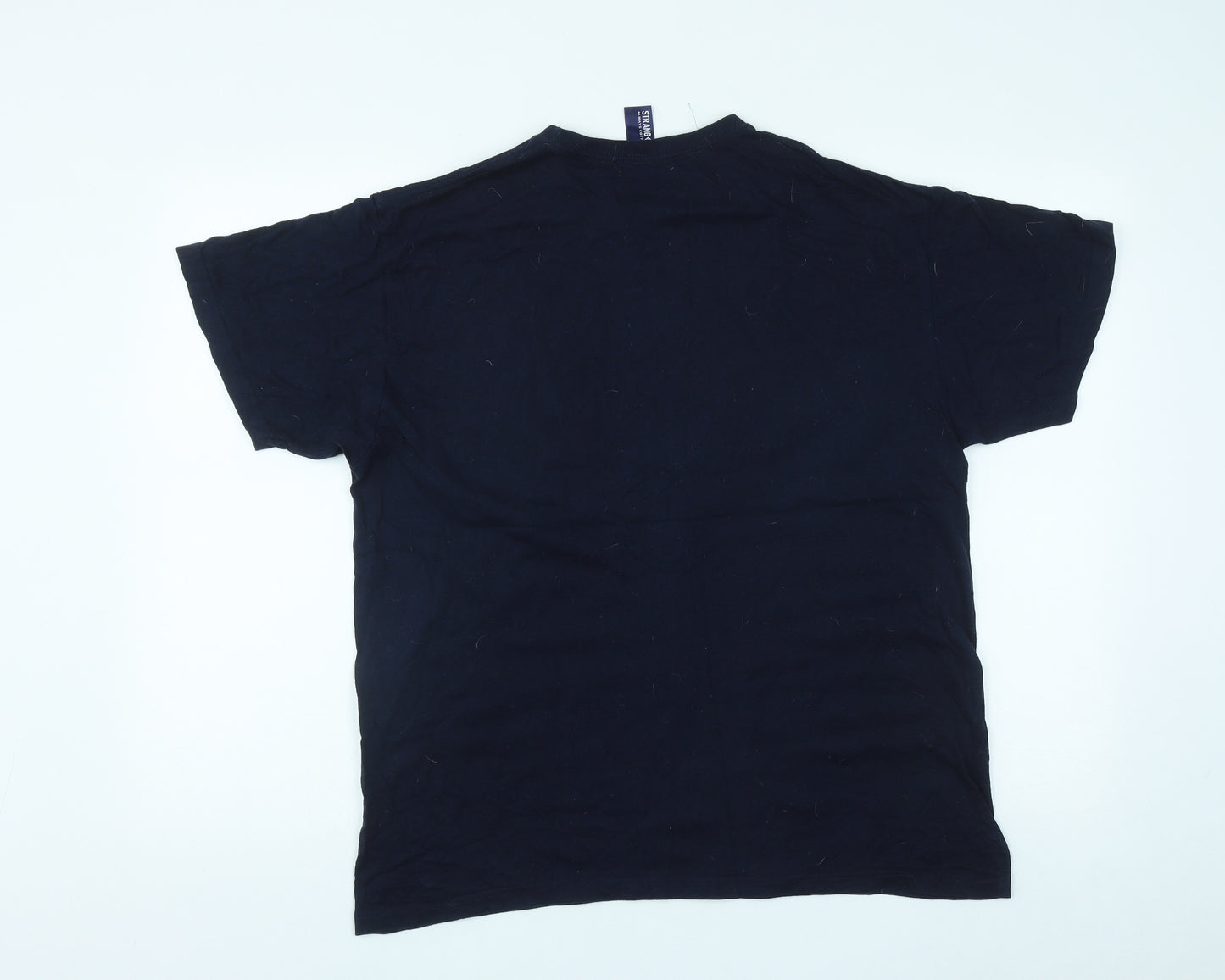 Strang<a Mens Blue  Cotton  T-Shirt Size L Round Neck