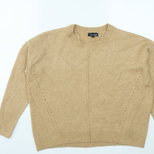 Topshop Womens Brown Round Neck  Acrylic Pullover Jumper Size 8