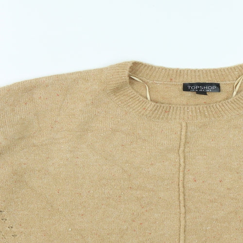 Topshop Womens Brown Round Neck  Acrylic Pullover Jumper Size 8
