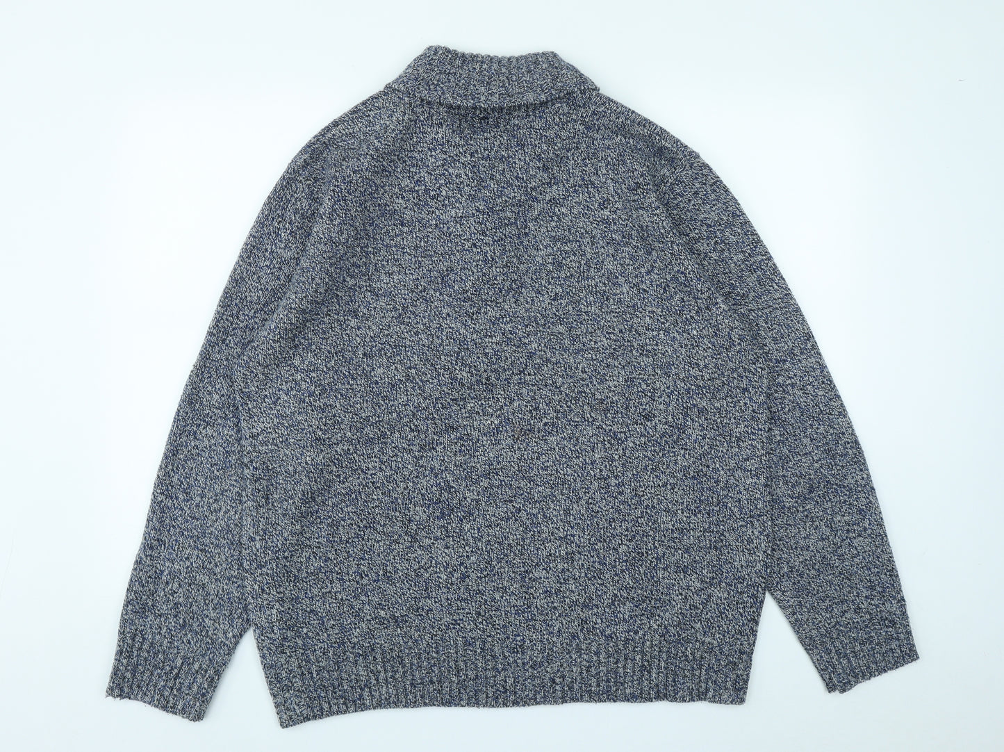 Marks and Spencer Mens Blue High Neck  Acrylic Pullover Jumper Size XL