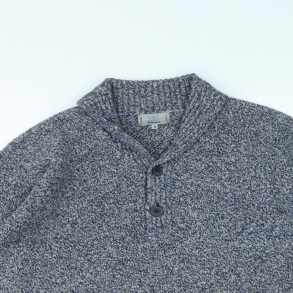Marks and Spencer Mens Blue High Neck  Acrylic Pullover Jumper Size XL