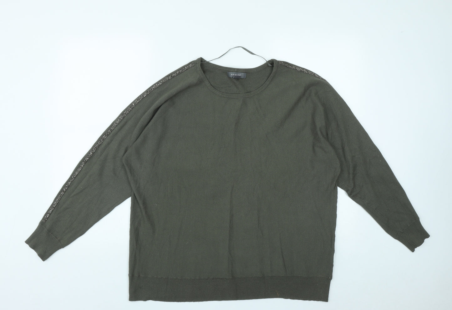 Primark Womens Green Round Neck  Viscose Pullover Jumper Size XL   - Size 18-20
