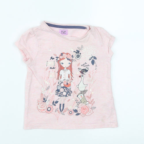 F&F Girls Pink  Cotton Basic T-Shirt Size 12-18 Months Round Neck